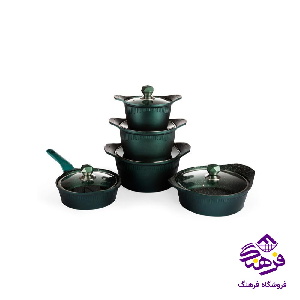 سرويس قابلمه 10 پارچه گرانيت سبز اپال ارتيستون کد 1095