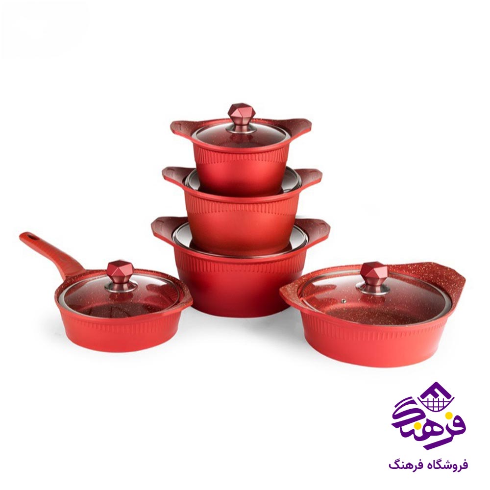 سرويس قابلمه 10 پارچه گرانيت زرشکی ارتيستون کد 10911