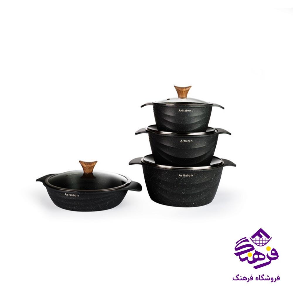 سرویس قابلمه 8 پارچه چدن کلاسیک ارتیستون مشکی کد 8710