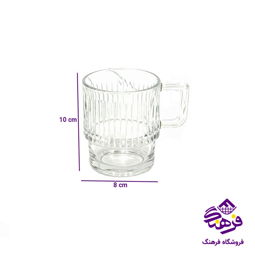 لیوان دسته دار بلور زنگان مدل ماکان 1448 ( 3 عددی )