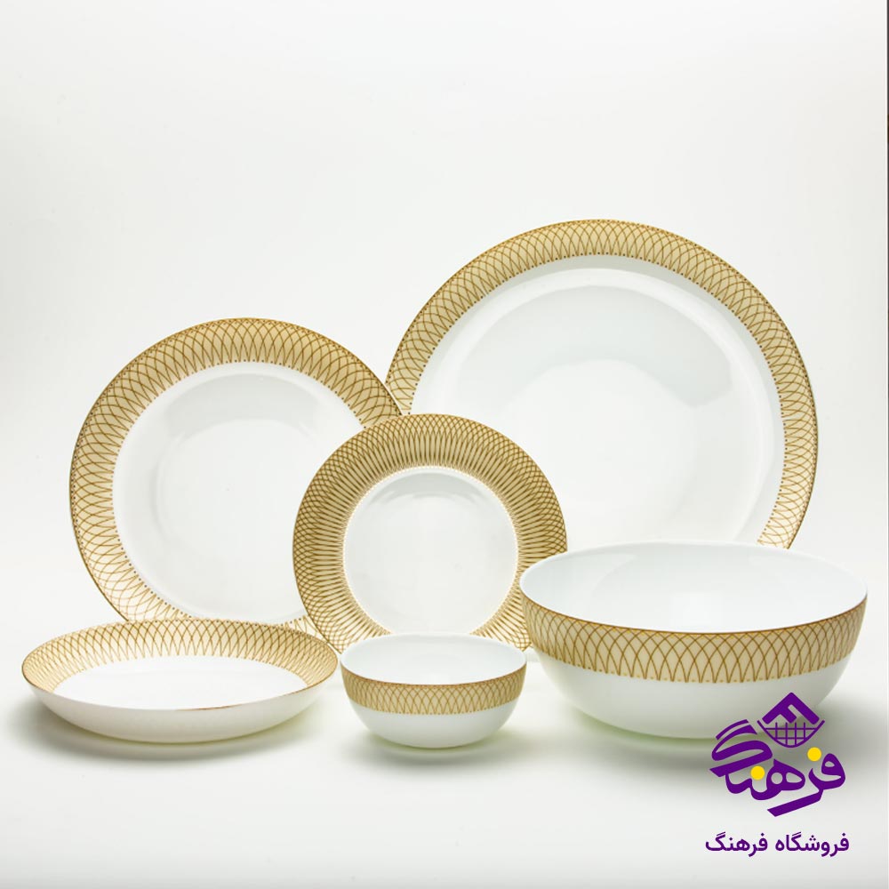 سرویس 26پارچه دیوالی ماهک عسلی گلدن اپال