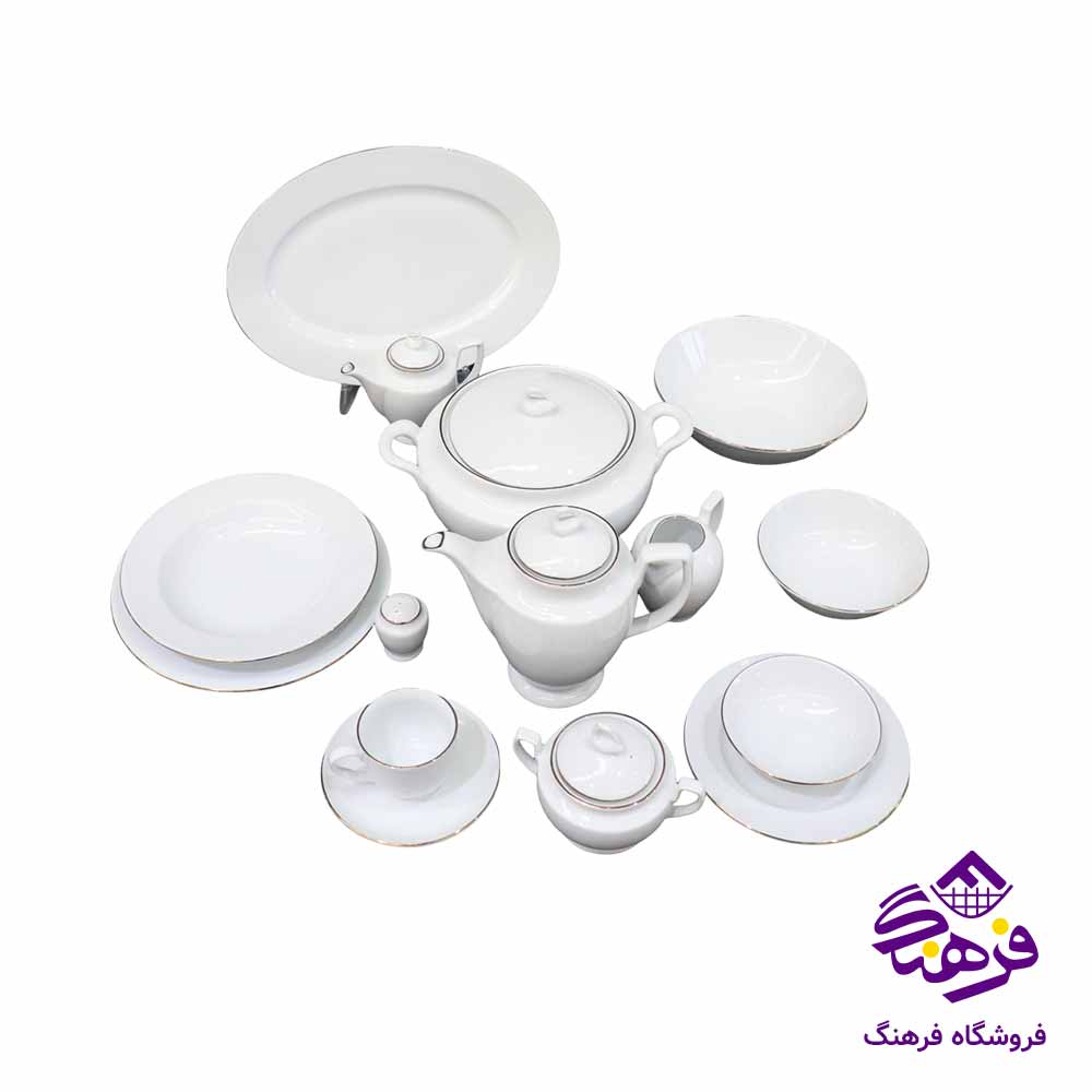 سرويس 100پارچه گرد خط طلا تقديس