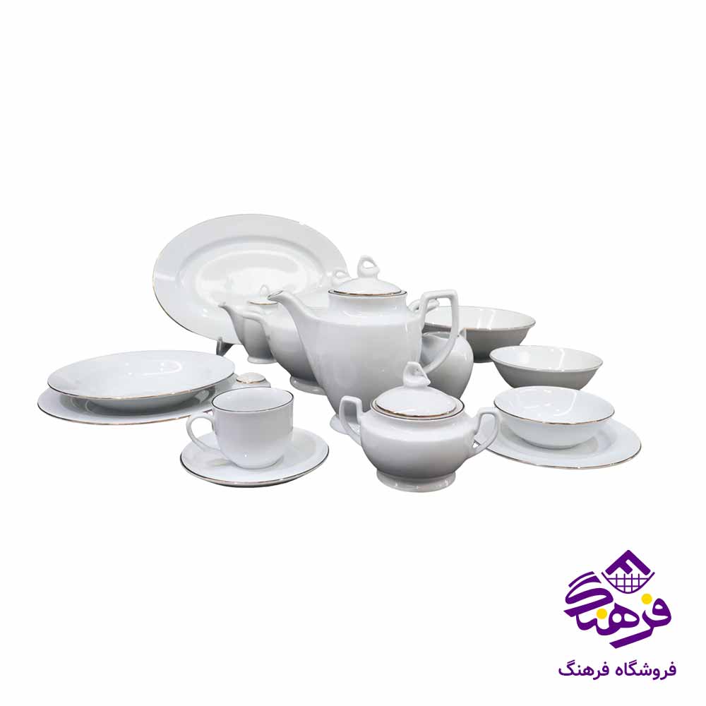 سرويس 100پارچه گرد خط طلا تقديس