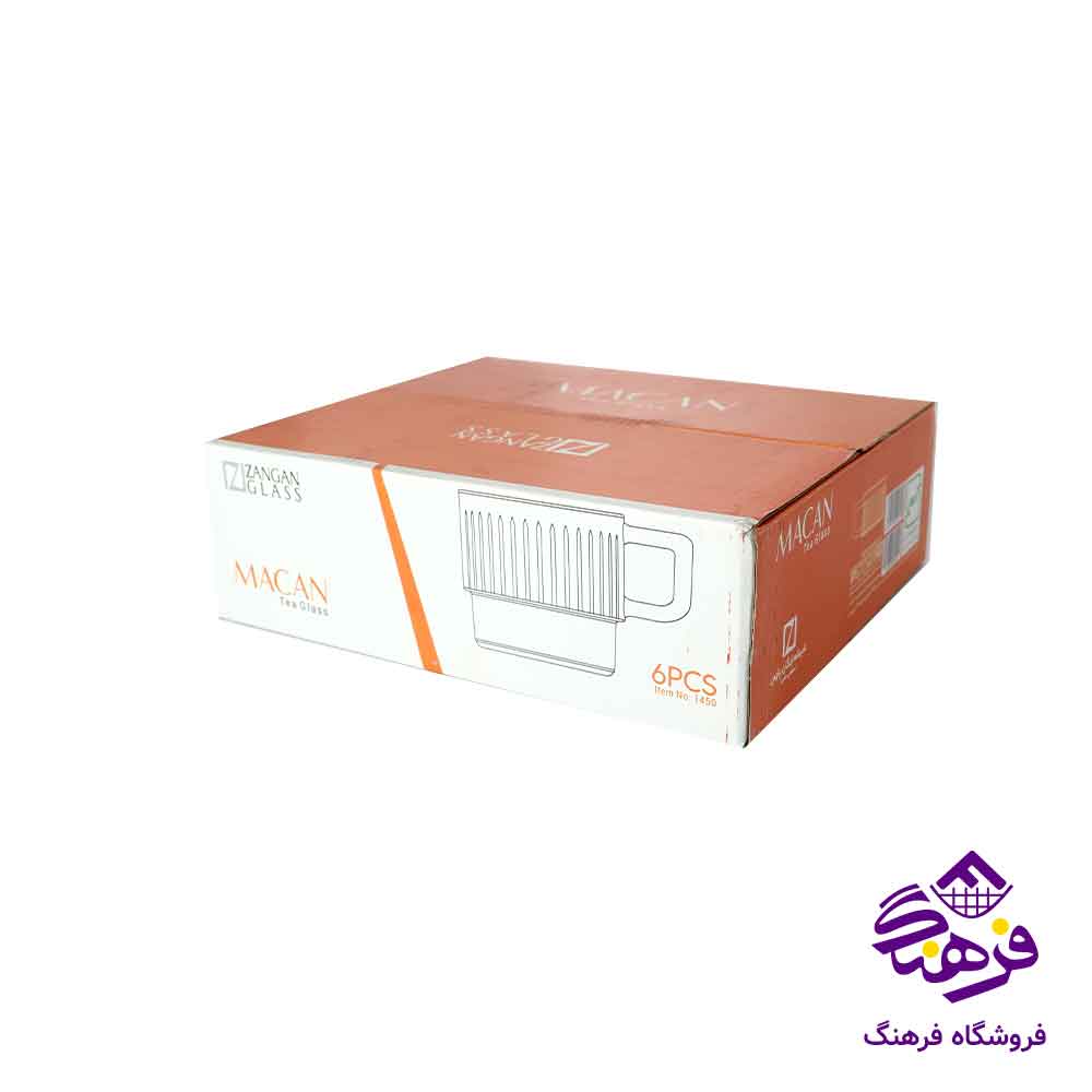 نیم لیوان دسته دار بلور زنگان مدل ماکان 1450 ( 6 عددی )
