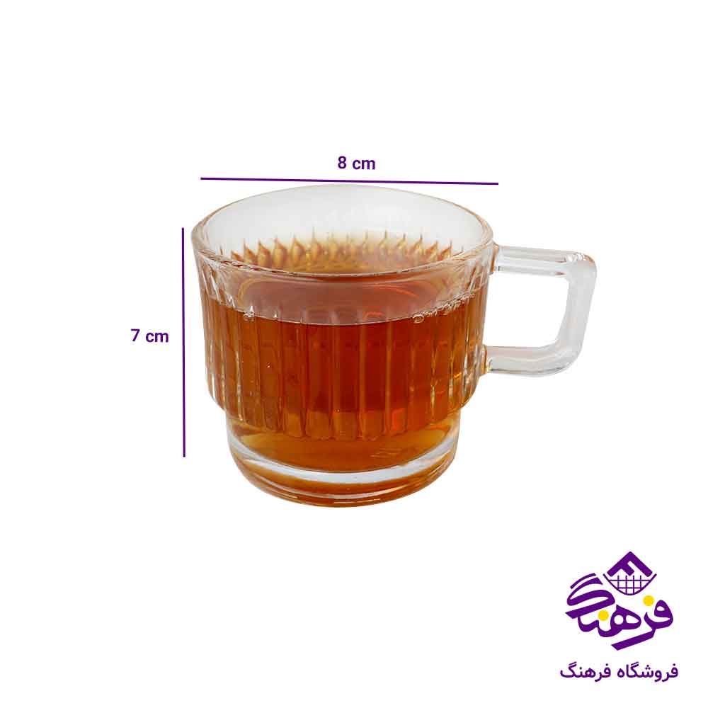 نیم لیوان دسته دار بلور زنگان مدل ماکان 1450 ( 6 عددی )