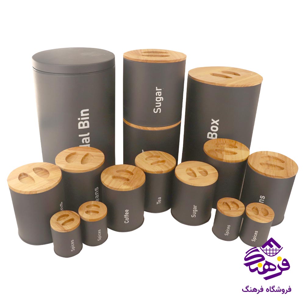 سرويس اشپزخانه 15پارچه مشکی درب چوبی KST 6010