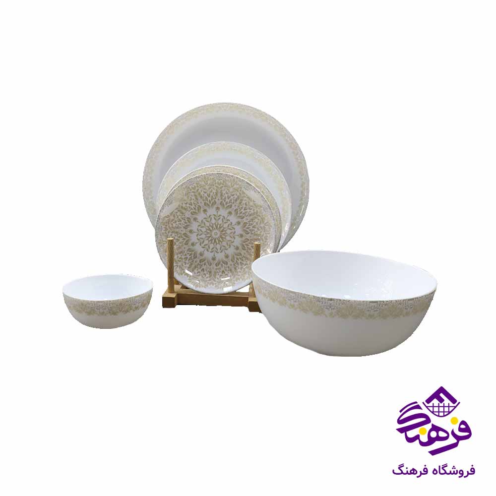 سرويس 26پارچه ديوالی پرنسا عسلی گلدن اپال
