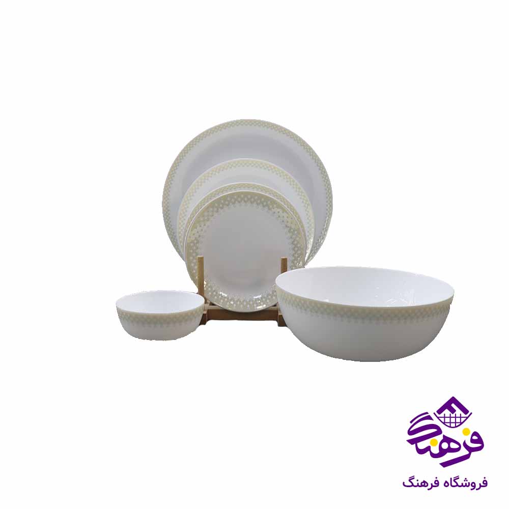 سرويس 26پارچه ديوالی هگزاگون فيروزه ای گلدن اپال