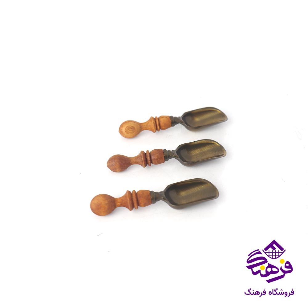  قاشق ادویه دسته چوبی 3 عددی