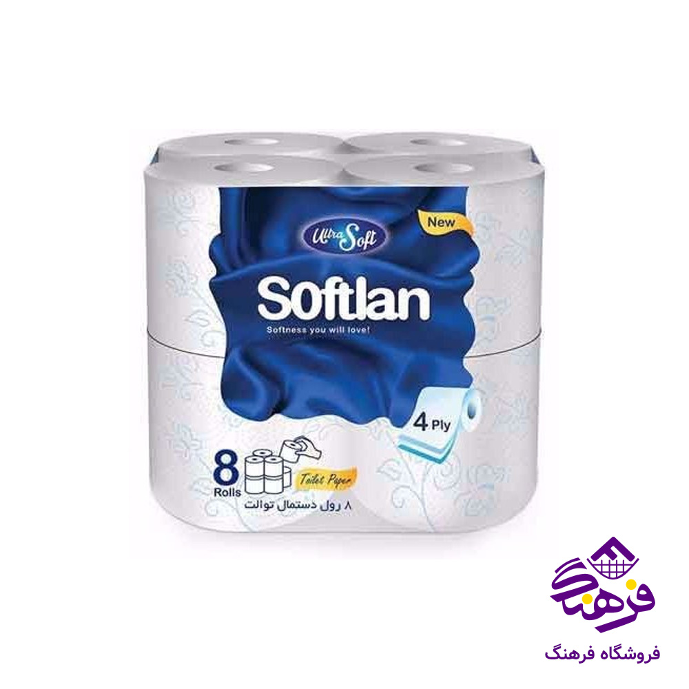 دستمال توالت سافتلن مدل پی تی پی هشت قلو 