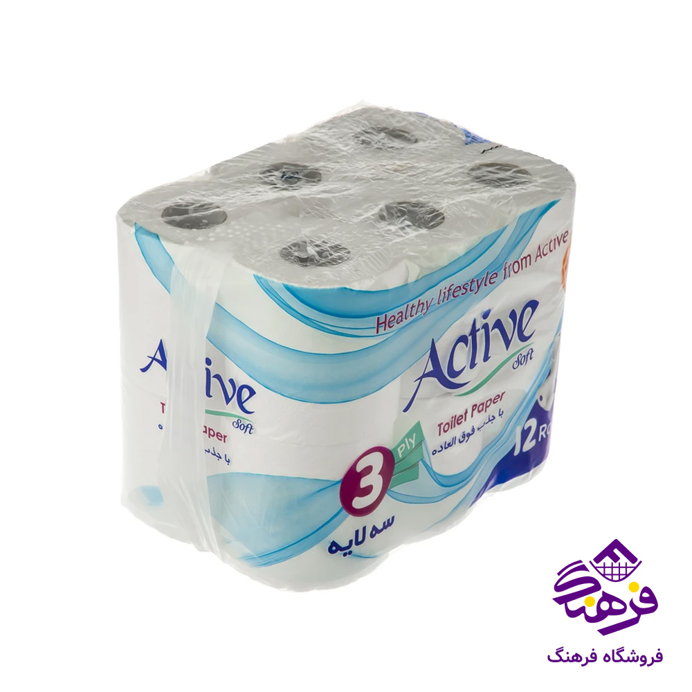 دستمال توالت اکتیو 12عددی
