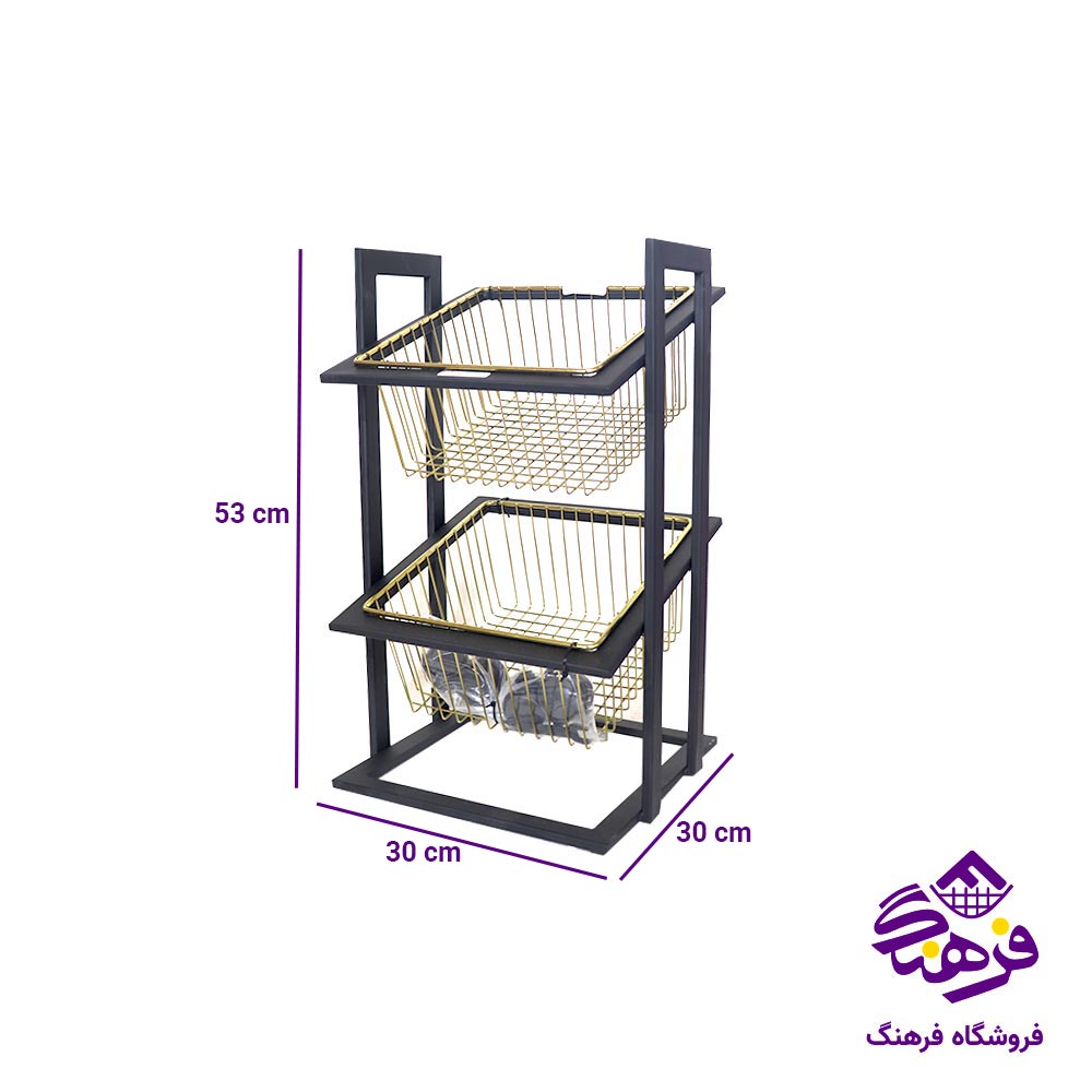 سبد سیب زمینی و پیاز مربع چرخدار 2 طبقه پیشتاز کاوه مدل گیوا 583