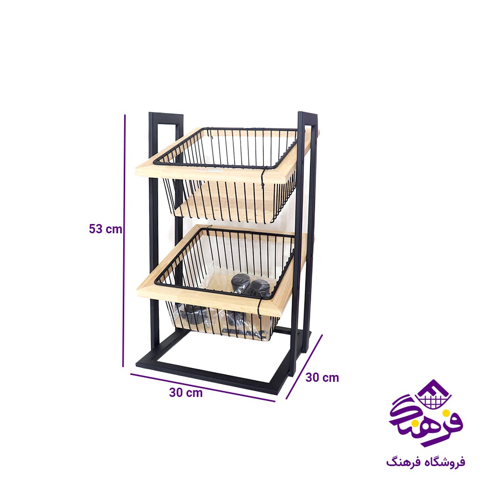 سبد سیب زمینی و پیاز مربع چرخدار 2 طبقه پیشتاز کاوه مدل اداک 581