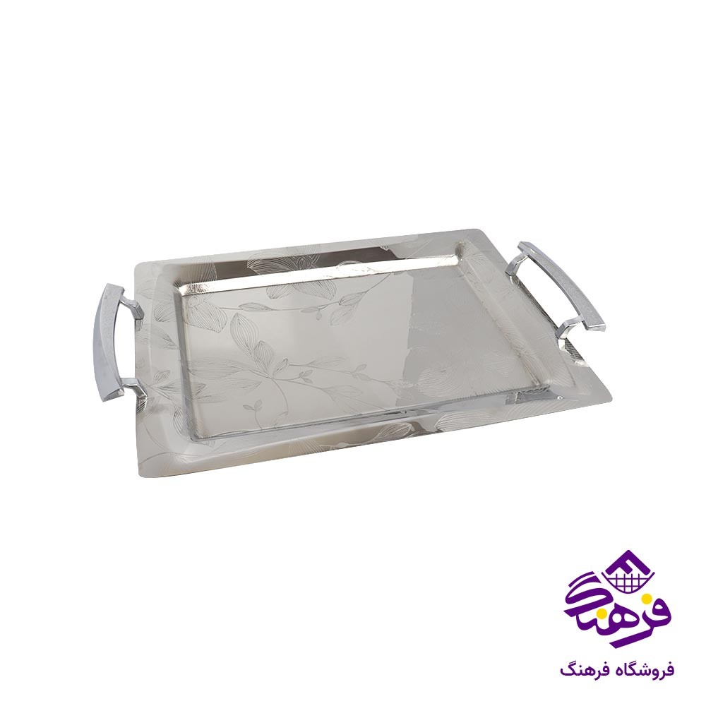 سینی مستطیل گلدار دسته زاماک KST 6152 (2 عددی)