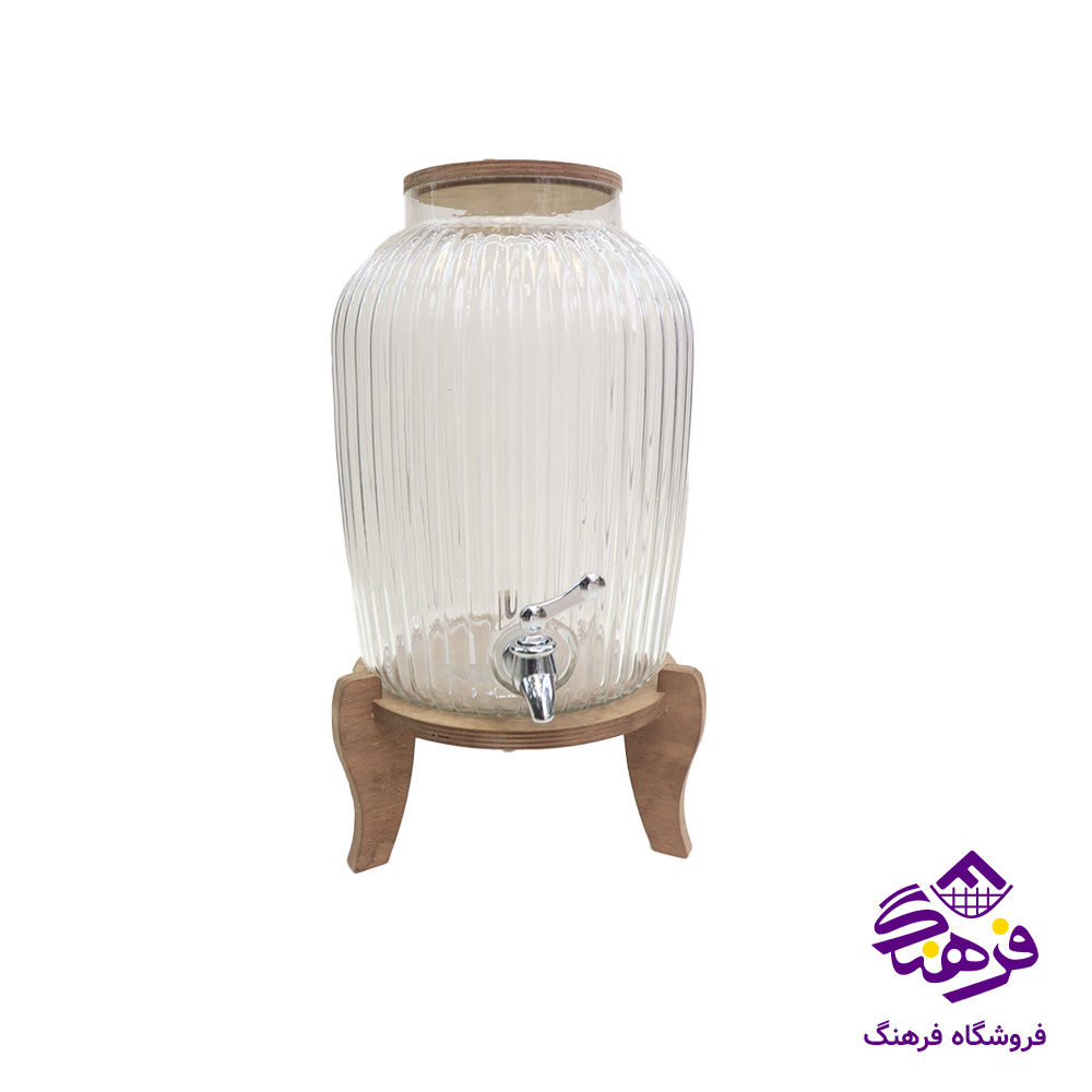 کلمن شيشه ای جام سازان مدل دنيز پايه چوبی