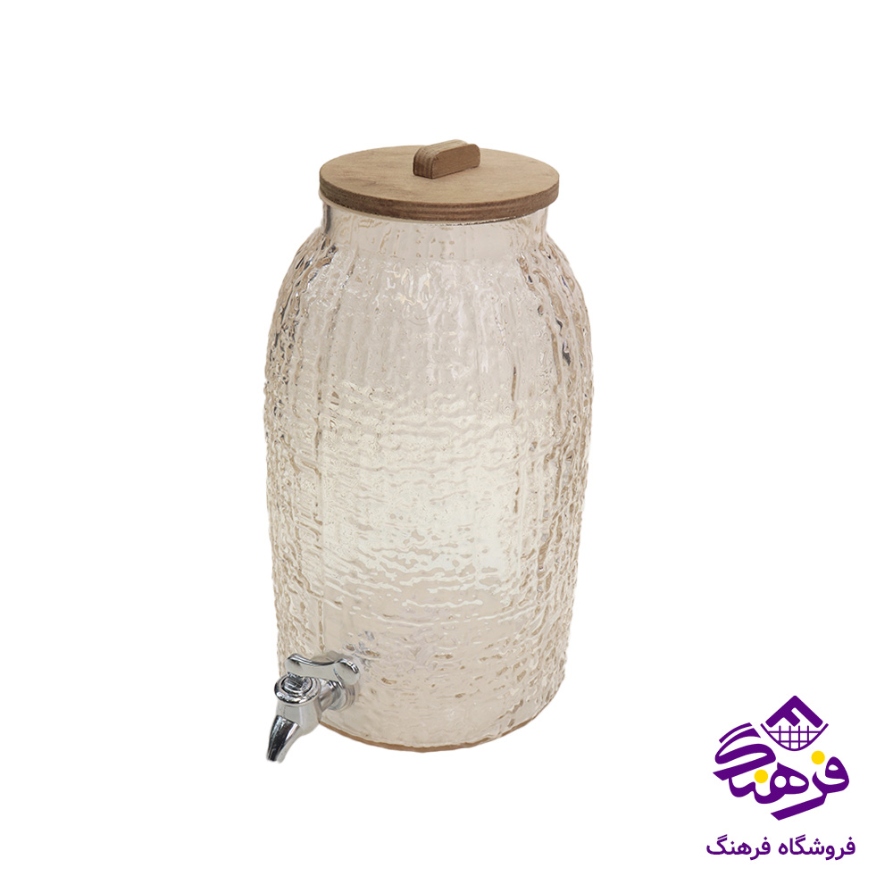 کلمن شيشه ای جام سازان مدل زبرا پايه چوبی