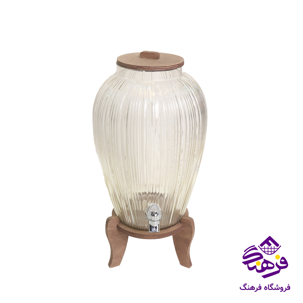 کلمن شيشه ای جام سازان مدل سپيدار پايه چوبی