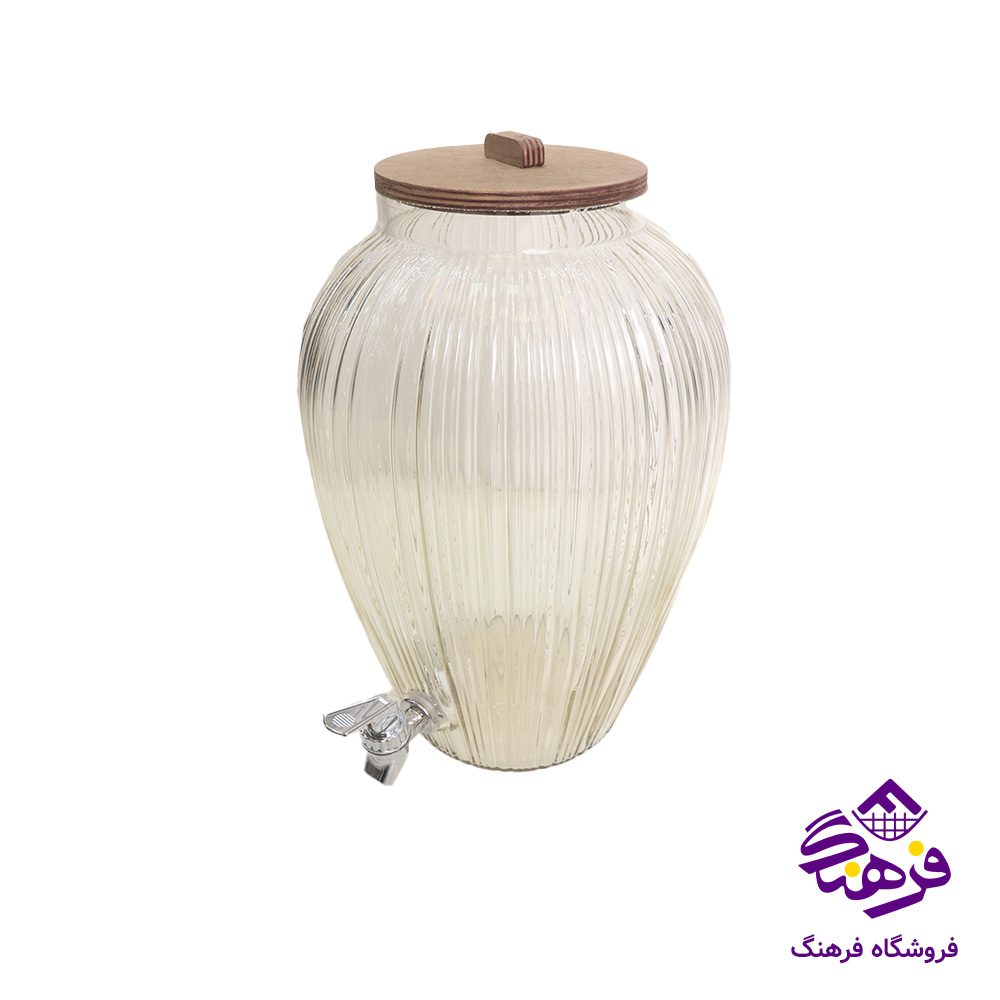 کلمن شيشه ای جام سازان مدل سپيدار پايه چوبی
