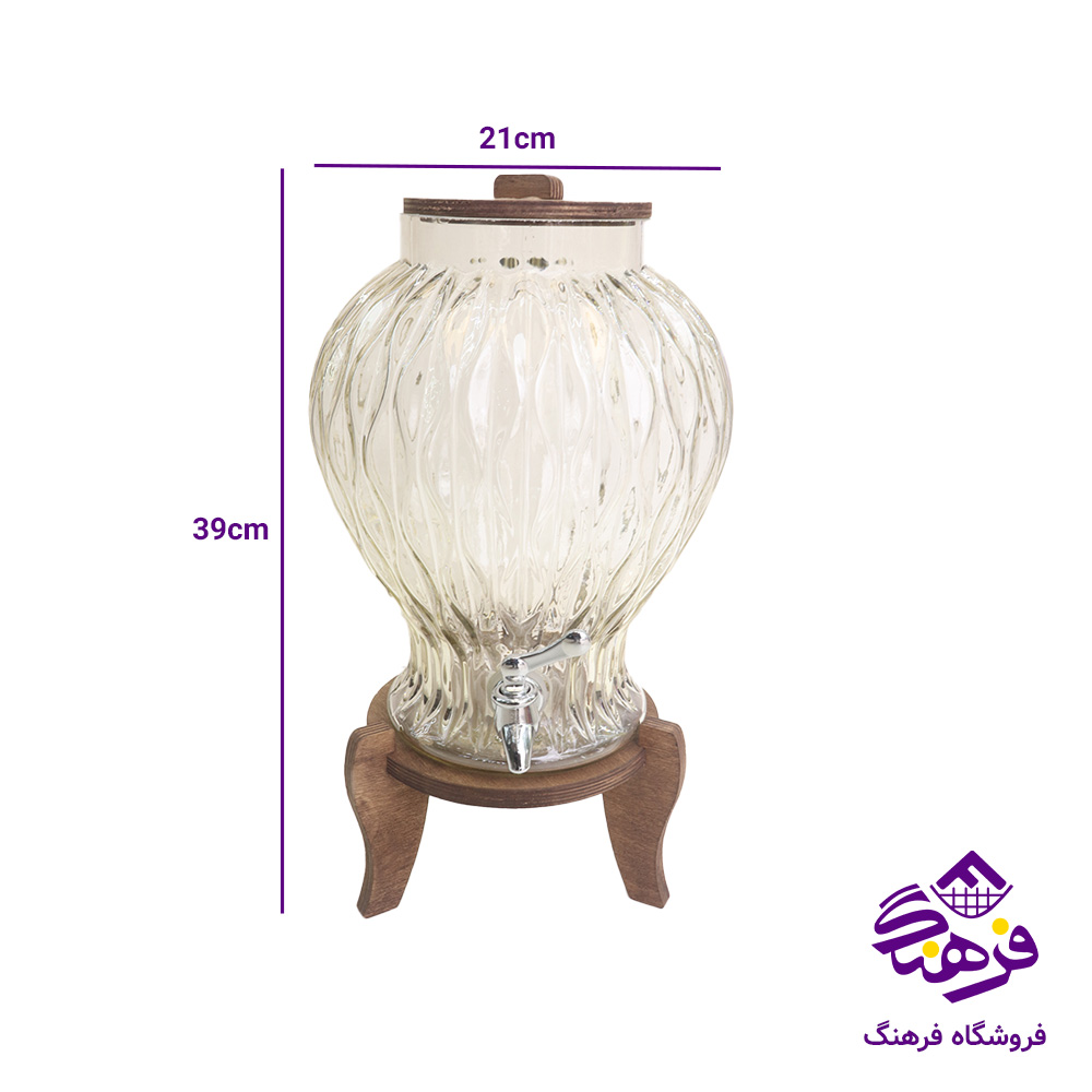 کلمن شيشه ای جام سازان مدل اوا پايه چوبی
