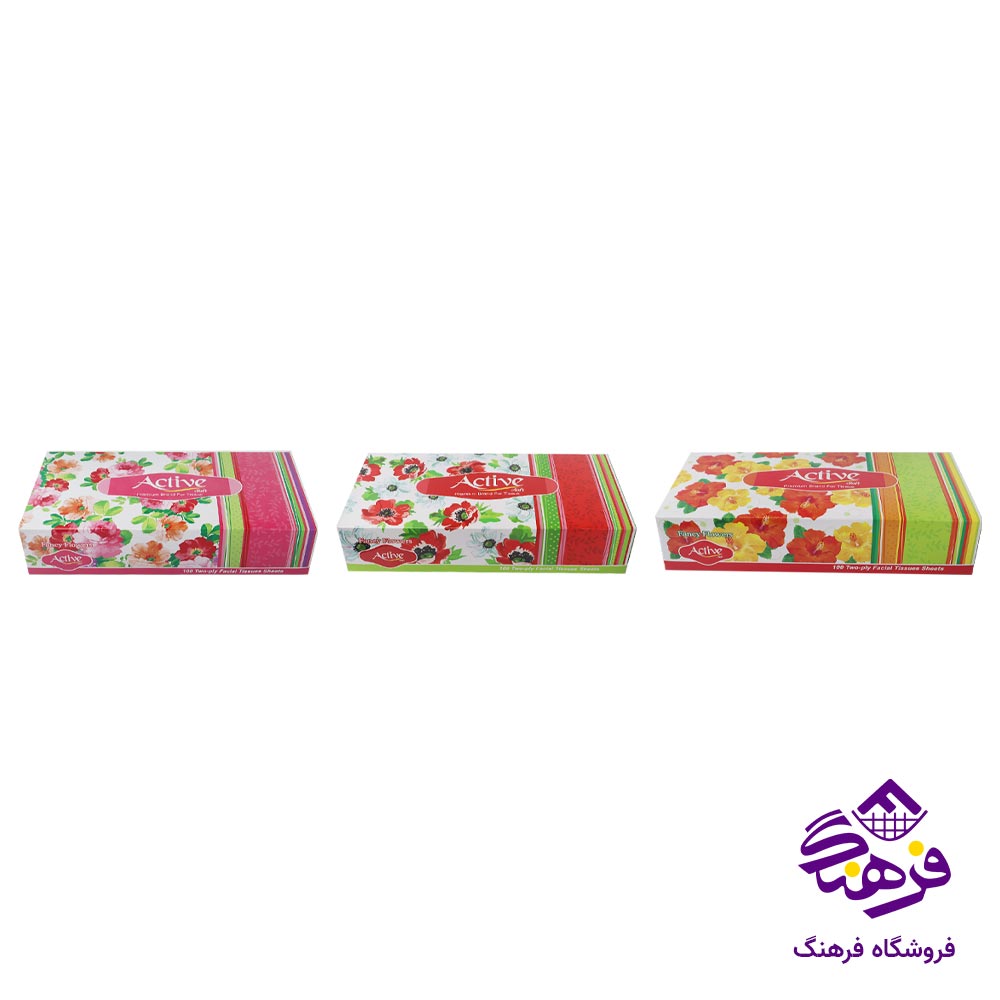 دستمال کاغذی 200 برگ سفید اکتیو