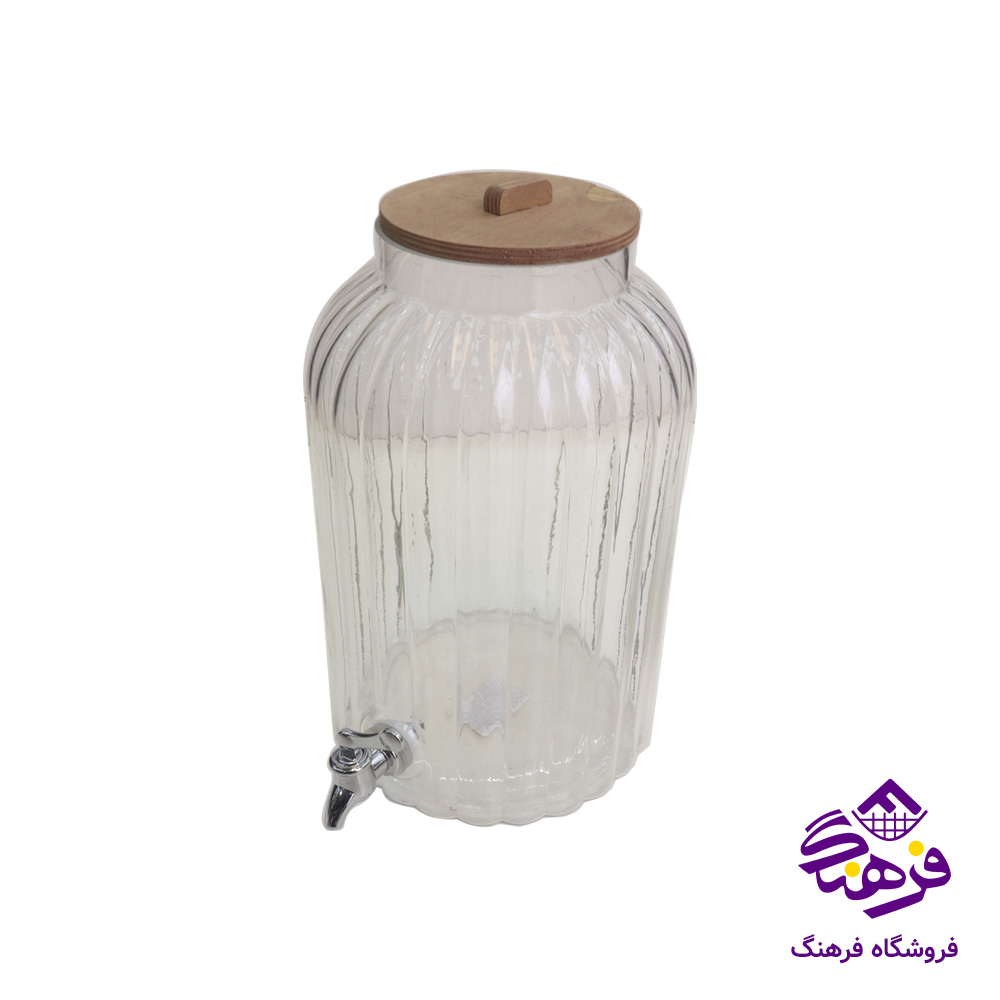 کلمن شيشه ای جام سازان مدل موناکو پايه چوبی