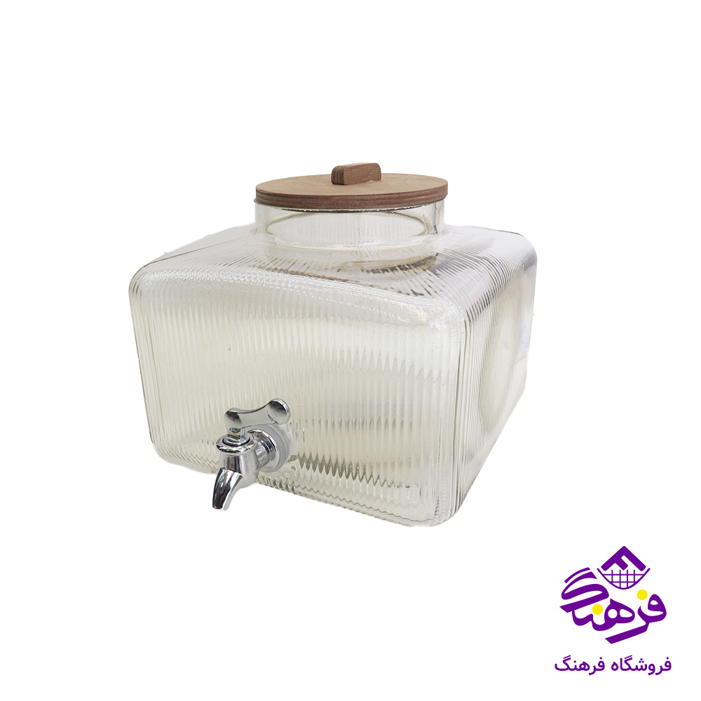 کلمن شیشه ای جام سازان مدل تیفانی یخچالی پایه چوبی 