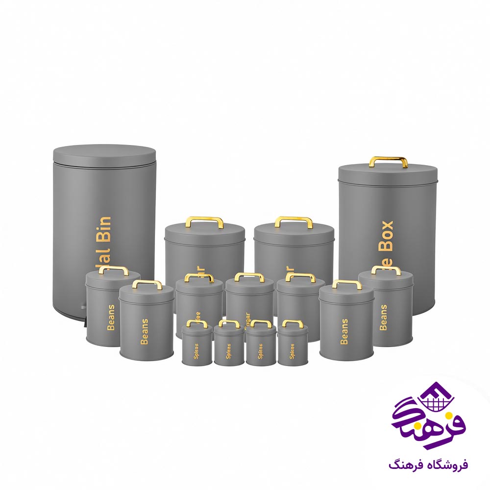 سرویس آشپزخانه 15 پارچه درب فلزی KST 6015 طوسی