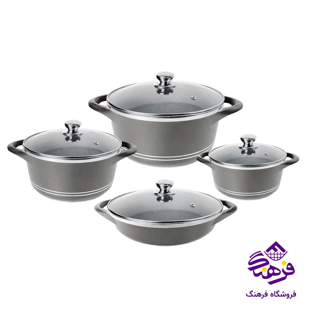 سرویس قابلمه گرانیت 10 پارچه KST 9010 طوسی