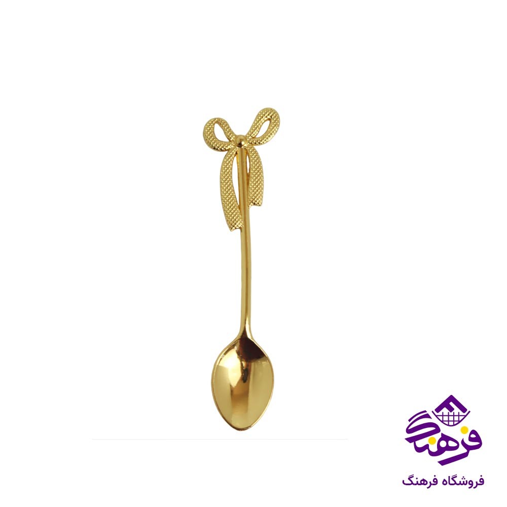 قاشق چای خوری طلایی مدل پاپیون (6 عددی)