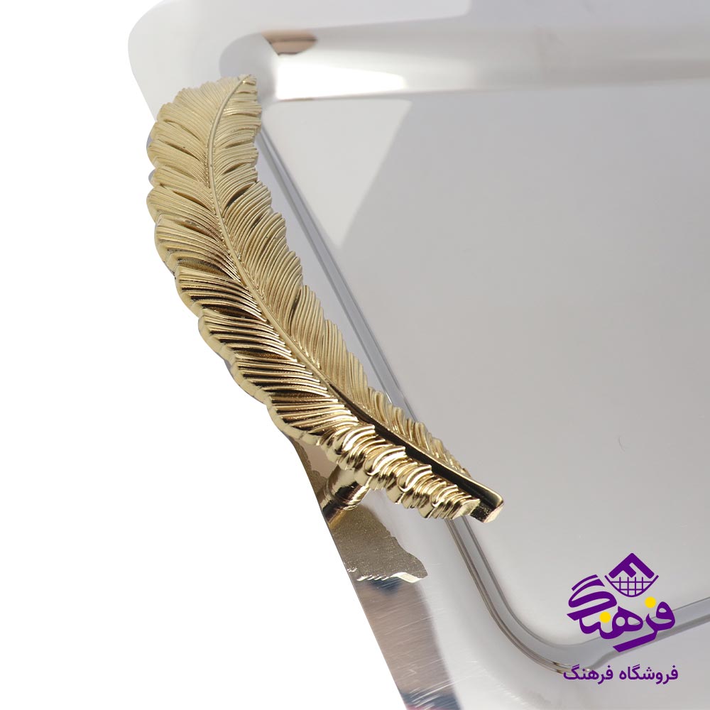 سینی مستطیل کف ایینه دسته پر طلایی KST 8460 (2 عددی)