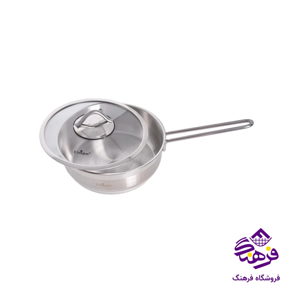 تابه استیل یونیک درب دار تک دسته سایز 20 کد 9941A