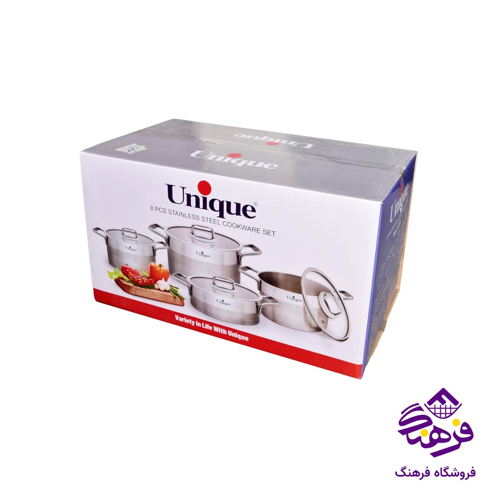 سرویس قابلمه 8 پارچه استیل یونیک کد 9990
