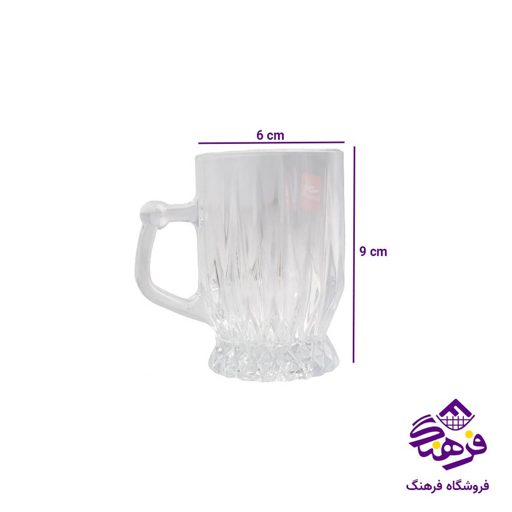 نیم لیوان بلور بیمیکس مدل البا دسته دار (6 عددی)