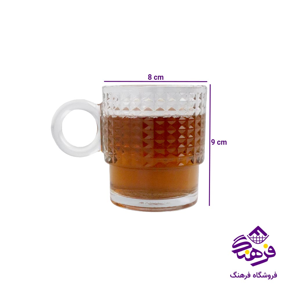 لیوان بلور بیمیکس مدل ادلینا دسته دار (6 عددی)