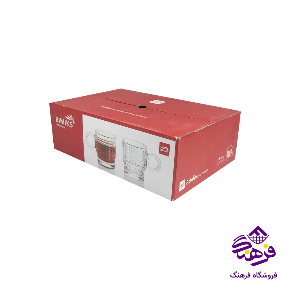 لیوان بلور بیمیکس مدل ادلینا دسته دار (6 عددی)
