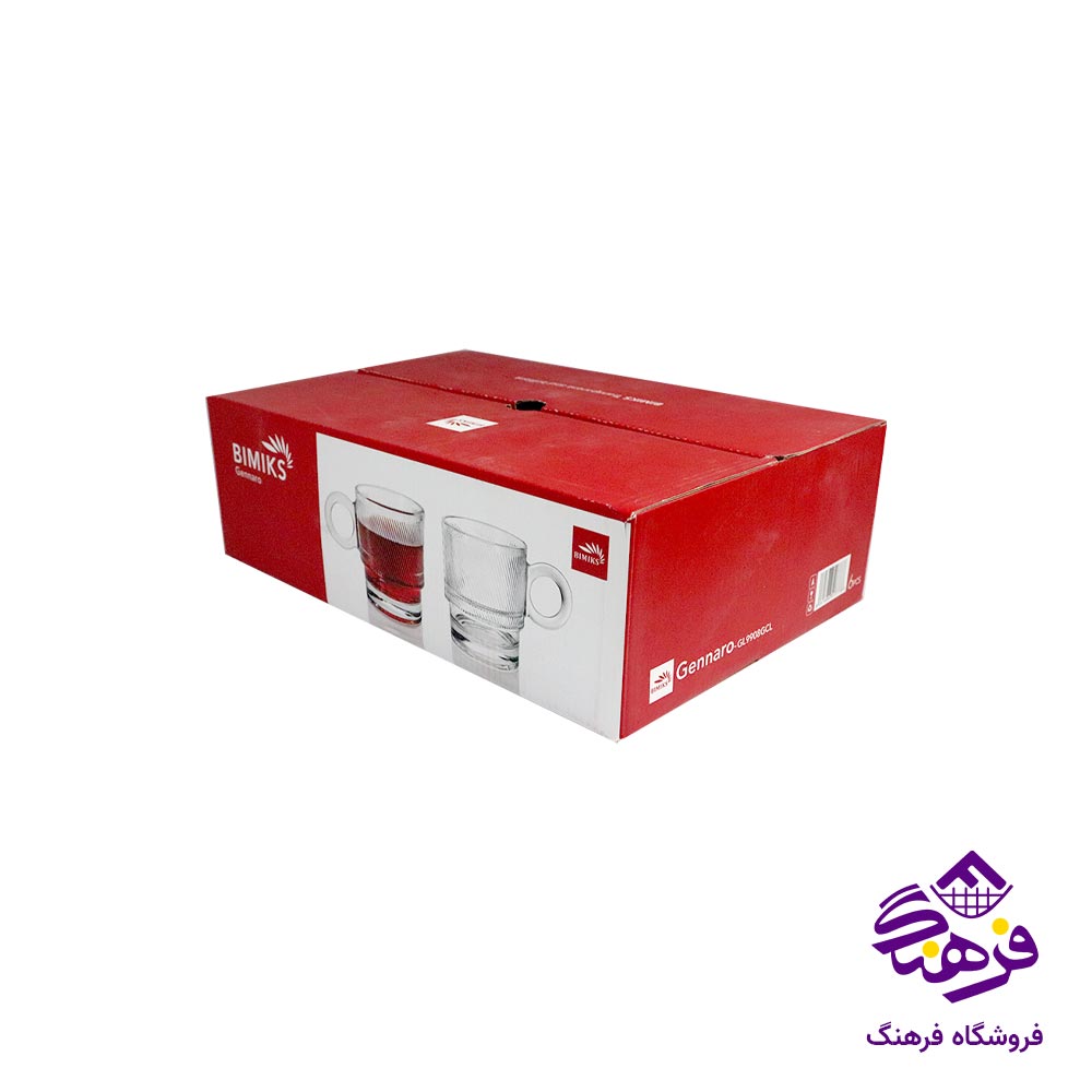 لیوان بلور بیمیکس مدل جنارو دسته دار (6 عددی)