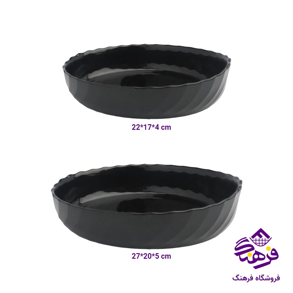 دو تابه گلدن اپال مدل تریانون بیضی کنگره سایز 2 و 3 مشکی