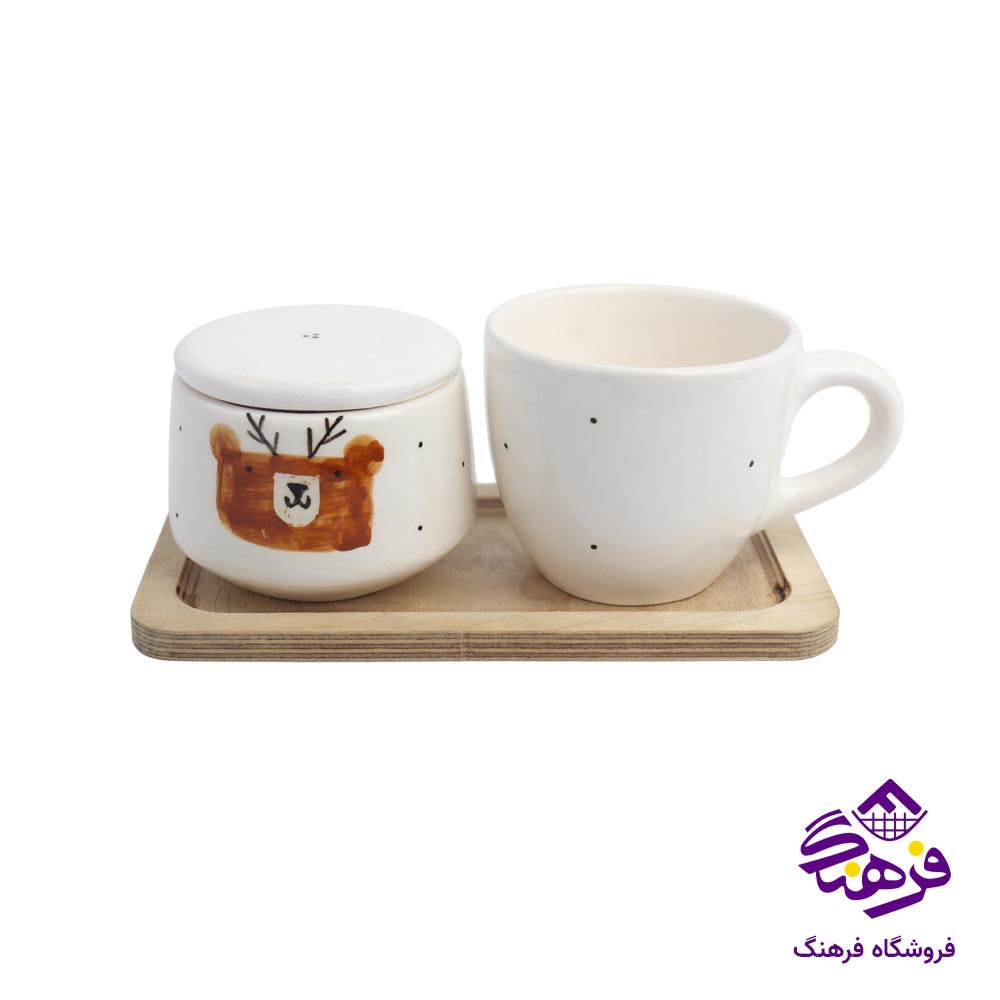 ست چای خوری دل کادو زیر چوبی 1 عددی