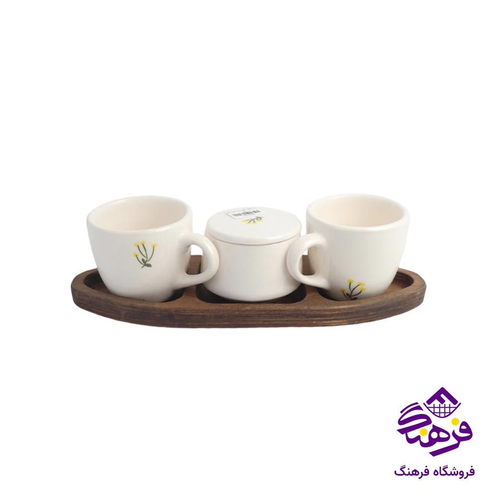 ست چای خوری دل کادو زیر چوبی 2 نفره