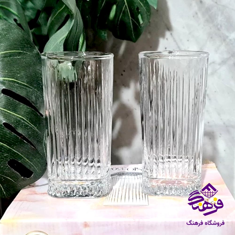 لیوان چهار گوش بلور کاوه مدل اسلو 350 (6 عددی)