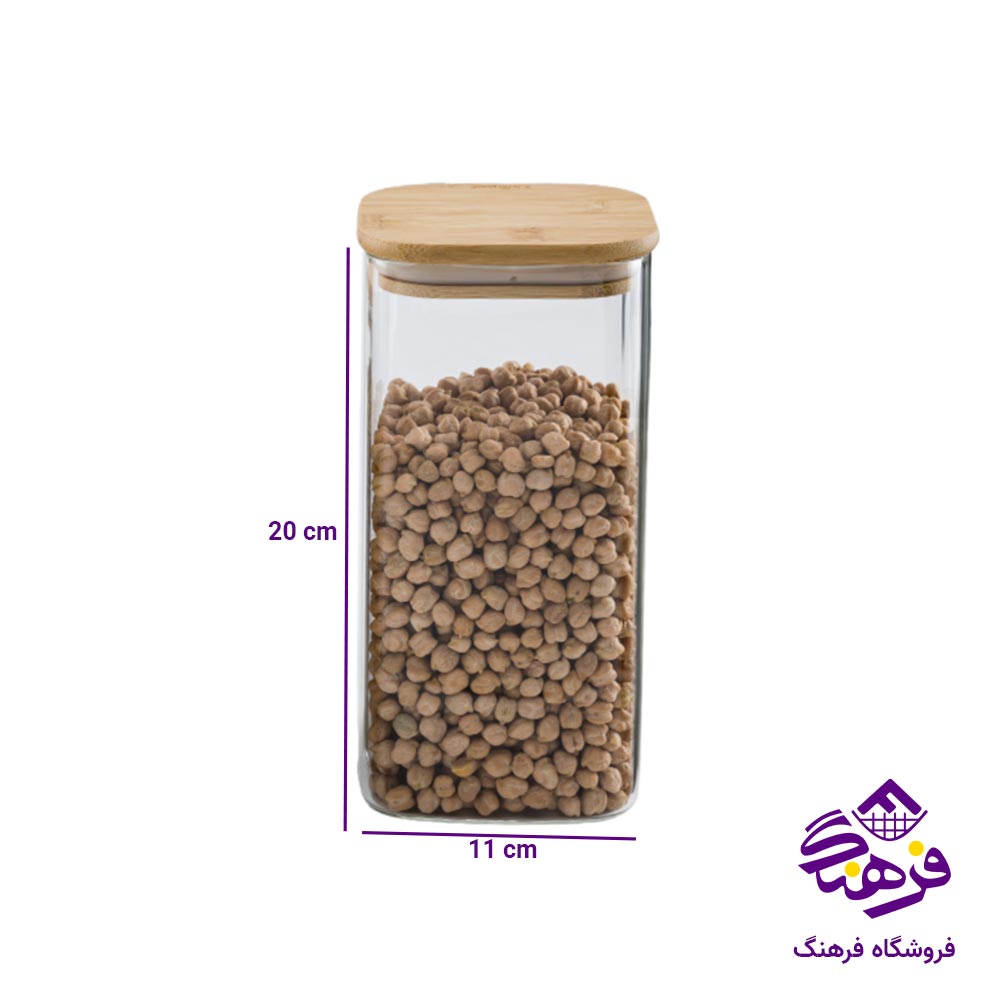 بانکه یونیک پیرکس درب بامبو مربع سایز 20 کد 1760