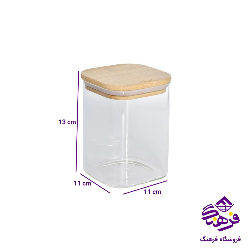 بانکه یونیک پیرکس درب بامبو مربع سایز 13 کد 1763