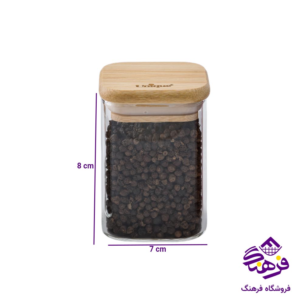 جا ادویه یونیک درب بامبو مربع سایز 8 کد 1768
