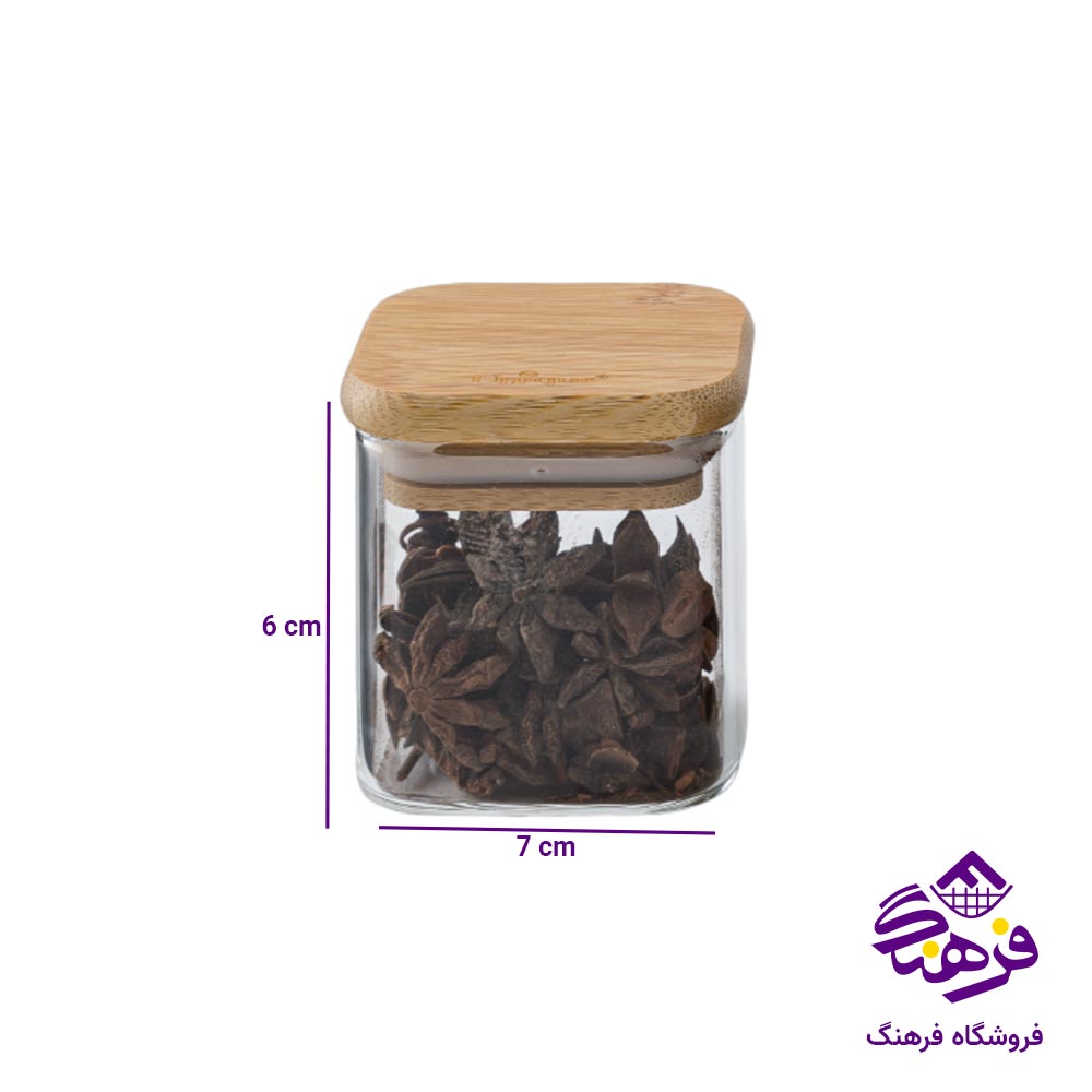 جا ادویه یونیک درب بامبو مربع سایز 6 کد 1770
