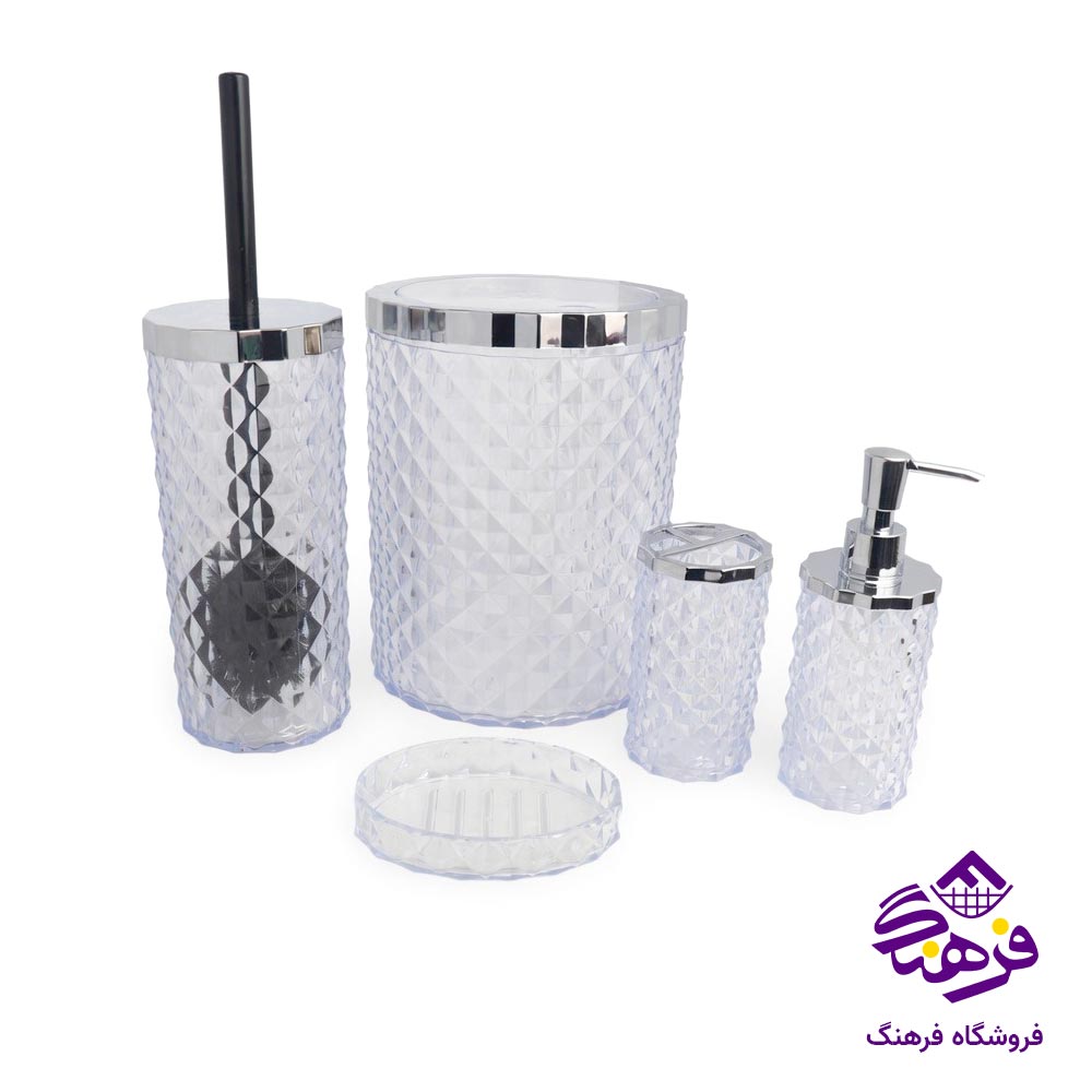 ست سرویس بهداشتی بادبزنی سجاد 5 پارچه ویکتوریا کروم 