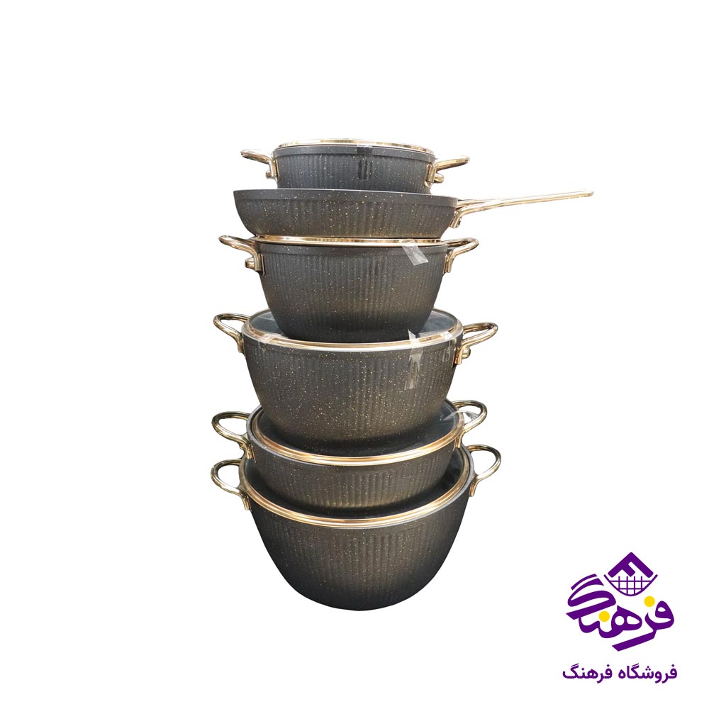 سرویس قابلمه 11 پارچه پویان مهر مدل رولکس اویز (مشکی)