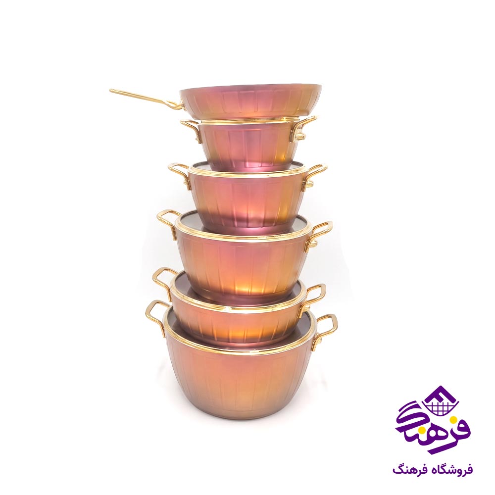 سرویس قابلمه 11 پارچه پویان مهر مدل ویولا اویز پلاس (قرمز)