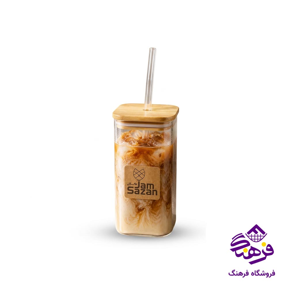 لیوان اسموتی جام سازان مدل رز درب دار