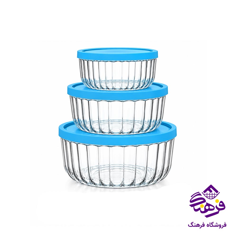 سرویس ظرف درب دار بلور اصفهان مدل ونیز 3 پارچه 996