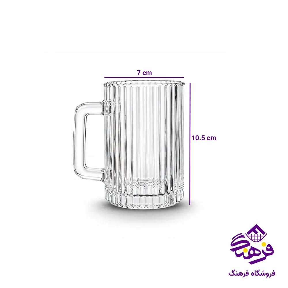 لیوان دسته دار بلور بیمیکس مدل پریمو 310 میلی لیتر (6 عددی)